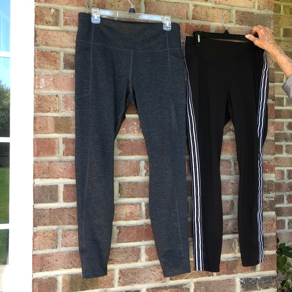 Avia grey & black with white stripes active leggings Like New - 2 pair bundle - Picture 8 of 16